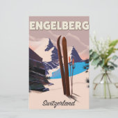 Engelberg Zwitserland Ski-reisposter Briefpapier (Staand voorkant)
