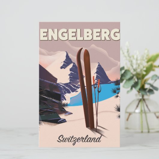Engelberg Zwitserland Ski-reisposter Briefpapier (Staand voorkant)