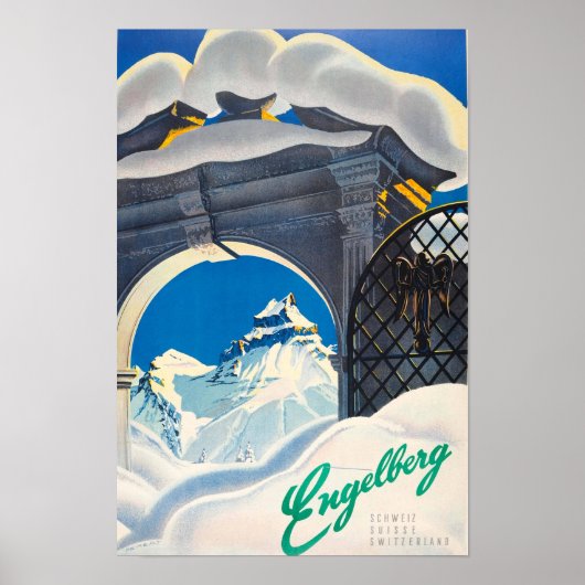 Engelberg Zwitserland Vintage Reizen Poster (Voorkant)