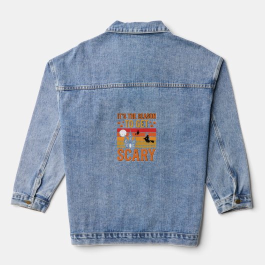 Engelbewaarder Halloween Heksenhuisontwerp_1 Denim Jacket (Achterkant)
