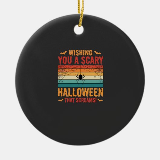 Engelbewaarder Halloween Spinneweb Zonsondergang O Keramisch Ornament (Voorkant)