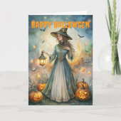 Engelbewaarder Heks op Halloween Feestdagen Kaart (Voorkant)