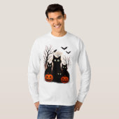 Engelbewarende Halloweenkatten en -vleermuizen Ont T-shirt (Voorkant volledig)