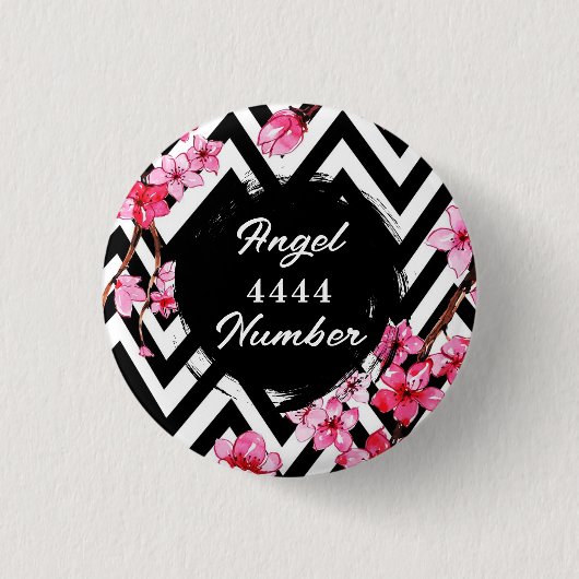 Engelcijfer "4444" ronde button 3,2 cm (Voorkant)