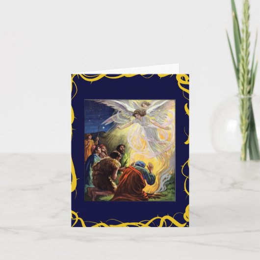 Engelen bezoeken de herders feestdagen kaart (Voorkant)