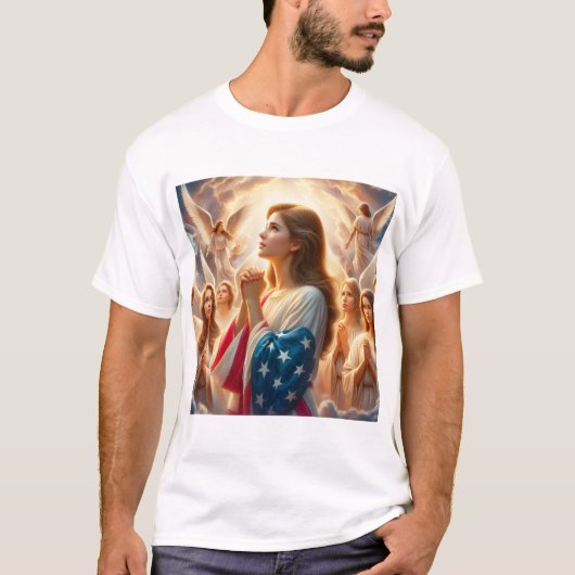 engelen bidden voor amerika haiku t-shirt (Voorkant)