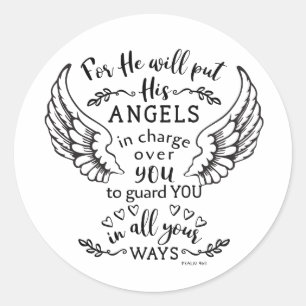 Engelen Bijbel Schrift Verse Psalm 91:11 Ronde Sticker