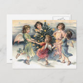 Engelen dansen rond de kerstboom feestdagenkaart (Voorkant / Achterkant)