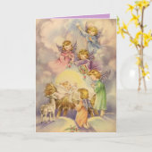 Engelen die over Baby Jesus letten op Kaart (Gele Bloem)