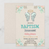 Engelen doop verjaardag thema feestuitnodiging kaart (Voorkant / Achterkant)