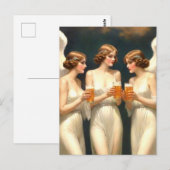 Engelen Drinken Bier Ansichtkaart Briefkaart (Voorkant / Achterkant)