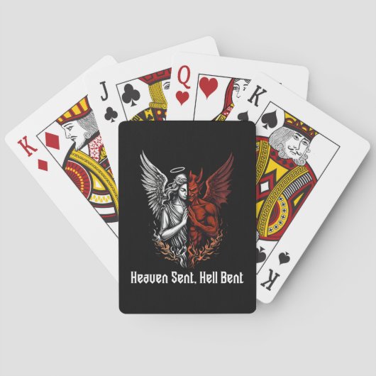 Engelen en Duivel halve hemel stuurde hel gebogen Pokerkaarten (Achterkant)