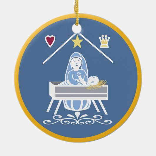 Engelen en Jezus Kerstmis Keramisch Ornament (Achterkant)