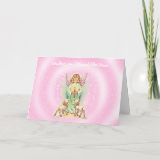 Engelen en lammeren Kerstmis Feestdagen Kaart (Voorkant)