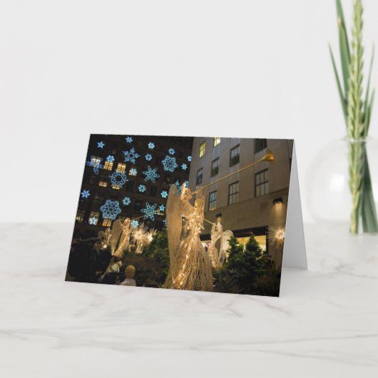 Engelen en Sneeuwvlokken Feestdagen Kaart (Voorkant)