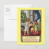 Engelen en speelgoed Vintage Kerstmis Feestdagenkaart (Voorkant / Achterkant)