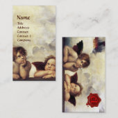 ENGELEN Gevleugelde Cherub Red Wax Seal Monogram Visitekaartje (Voorkant / Achterkant)