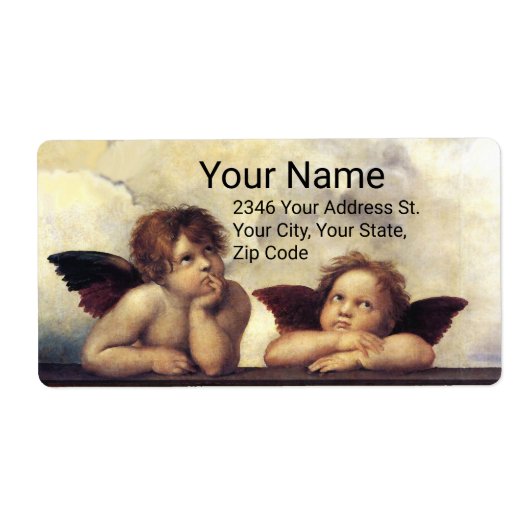 ENGELEN / Gevleugelde Cherubs Raffaello Sanzio Etiket (Voorkant)