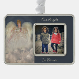 engelen in de hemel traditioneel gedenkteken verzilverd omlijst ornament