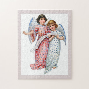 Engelen in roze en blauw legpuzzel