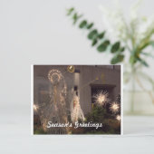 Engelen kondigen feestgroeten aan feestdagenkaart (Staand voorkant)