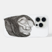 Engelen kussen , zwart-wit ontwerp iPhone hoesje (Achterkant horizontaal)