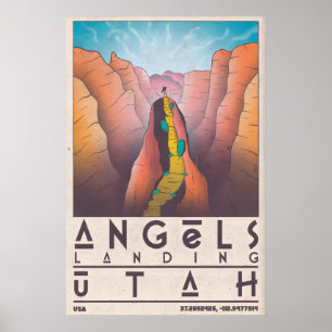 Engelen Landing Zion Poster, Vintage Kloof Poster