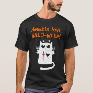 Engelen Liefde HALO Ween schattig met engel kat ho T-shirt
