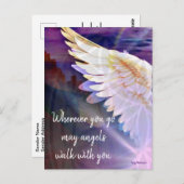 Engelen lopen met jou Beschermengel Vleugel Citaat Briefkaart (Voorkant / Achterkant)