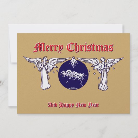 Engelen met Baby Jezus Kerstgeboorte Feestdagenkaart (Voorkant)