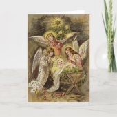 Engelen met Baby Jezus | Vintage kerst Kaart (Voorkant)