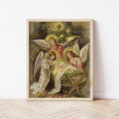 Engelen met Baby Jezus | Vintage kerst Poster