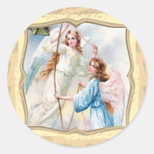 Engelen met Bel Ronde Sticker