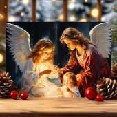 Engelen met kind Kerstmis Feestdagen Kaart