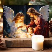 Engelen met kind Kerstmis Feestdagen Kaart