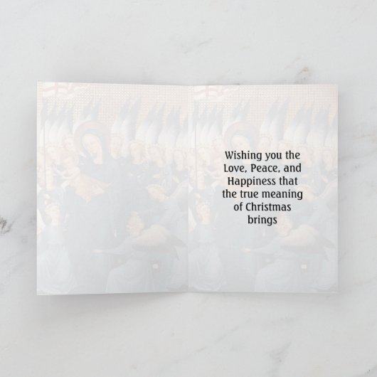 Engelen Omringend Maagd & Christus Kind Feestdagen Kaart (Binnen)