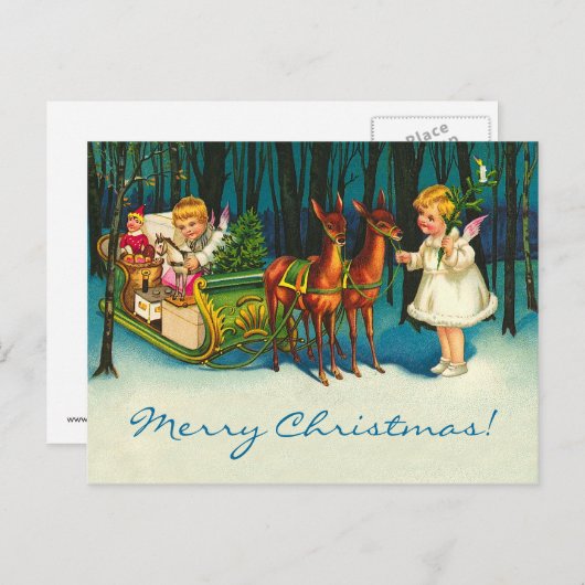 Engelen op de weg feestdagenkaart (Voorkant / Achterkant)