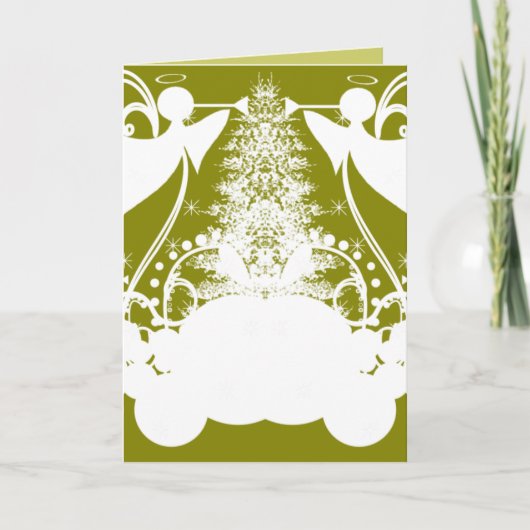 Engelen op groen feestdagen kaart (Voorkant)