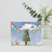 Engelen op hoge versierde boom Aanpasbare tekst Feestdagenkaart (Staand voorkant)