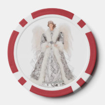 Engelen Poker Chips, rode gestreepte rand