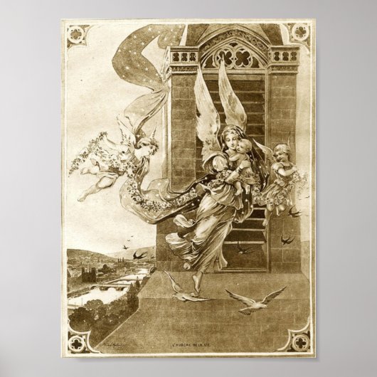 engelen sepia poster (Voorkant)