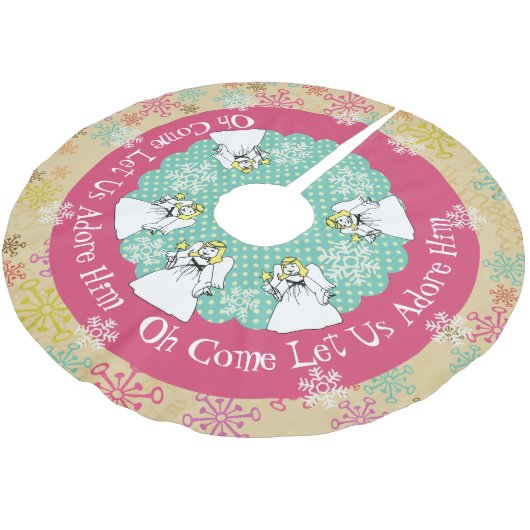 Engelen sneeuwvlokken laten ons Hem aanbidden boom Kerstboom Rok (Gekanteld)