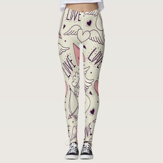Engelen, Valentijnsdag, liefdespatroon. Leggings (Voorkant)