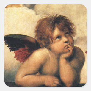 Engelen van de Sixtijnse Madonna door Raphael Sanz Vierkante Sticker