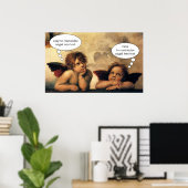 Engelen van de Sixtijnse Madonna van Raphael Sanzi Poster (Thuiskantoor)