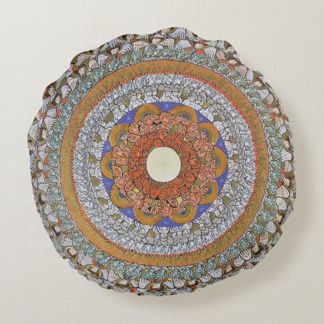 Engelen van Hildegard von Bingen Rond Kussen (Achterkant)