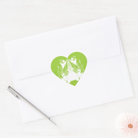 Engelen veranderen van kleur hart sticker (Envelop)