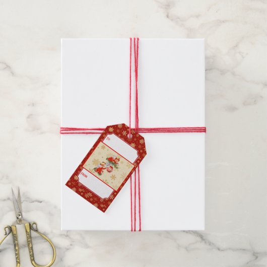 Engelen versieren de kerstboom cadeaulabel (Met Touw)