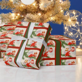 Engelen versieren de kerstboom cadeaupapier