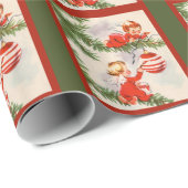 Engelen versieren de kerstboom cadeaupapier (Rol Hoek)